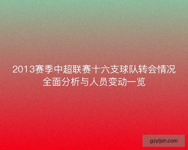 2013赛季中超联赛十六支球队转会情况全面分析与人员变动一览
